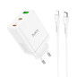 Phone charger Hoco 2 x USB C + USB A QC3.0 PD 3A 35W + cable USB C to Lightning N33 white Phone charger Hoco 2 x USB C + USB A QC3.0 PD 3A 35W + cable USB C to Lightning N33 white