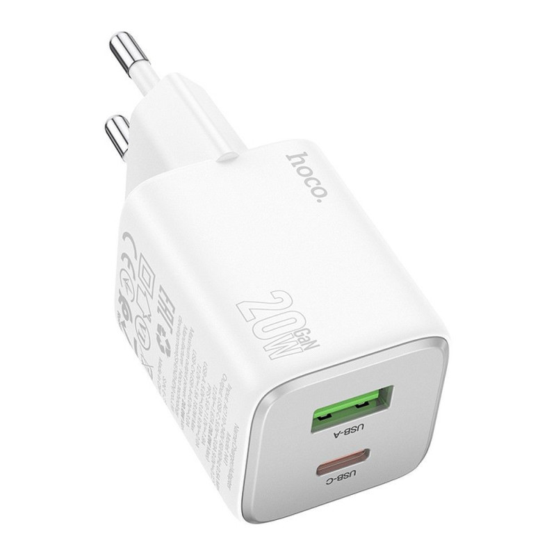 Phone charger Hoco USB A + USB C QC3.0 PD 3A 20W N41 white Phone charger Hoco USB A + USB C QC3.0 PD 3A 20W N41 white
