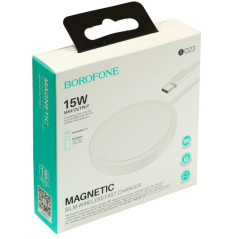 Ladekabel MagSafe-kompatibel Borofone BQ23 15W magnetic wireless charger white