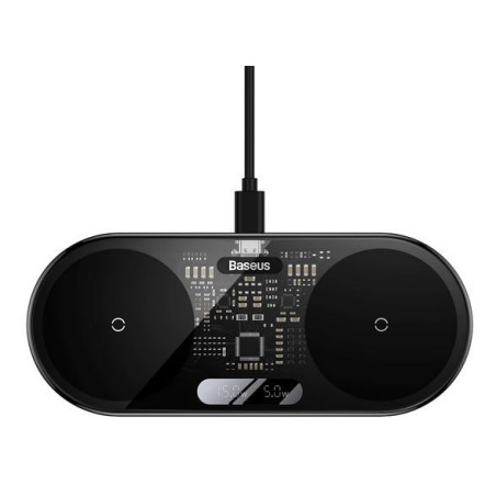 WIRELESS INDUCTION CHARGER Baseus Digital LED Display DUAL 20W black