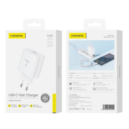 CHARGER USB-C 45W GaN FONENG EU62 white